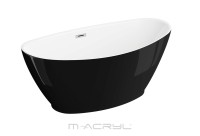 M-Acryl Stella 150x75 cm szabadonálló akril kád fényes fekete előlappal