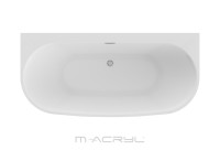 M-Acryl Avalon 170x80 cm akril kád + fehér előlappal + króm click-clack lefolyóval + vízszintező kád