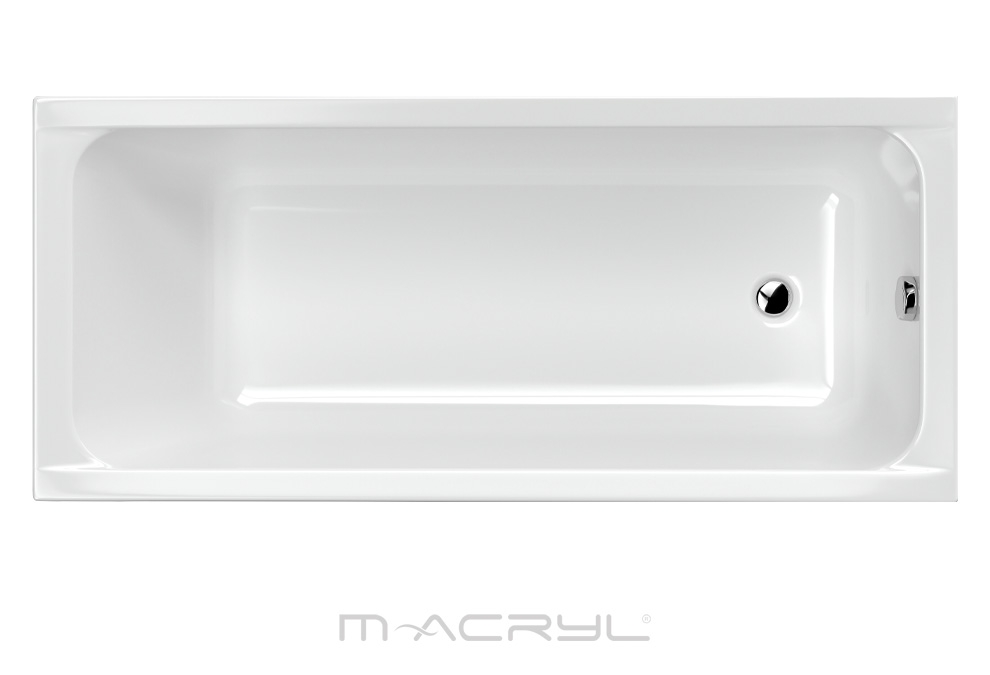 M-Acryl Eco 170x75 cm egyenes, alacsonyabb kialakítású akril kád + ajándék vízszintező kádláb és per