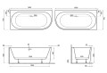 M-Acryl Balance aszimmetrikus 160x75 cm JOBBOS akril kád + fehér előlappal + króm click-Clack lefoly